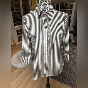 100% silk Striped Button-Up Shirt size medium